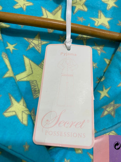 SECRET |L| A28| TURQUOISE BLUE & YELLOW STAR PRINT PAJAMA SET