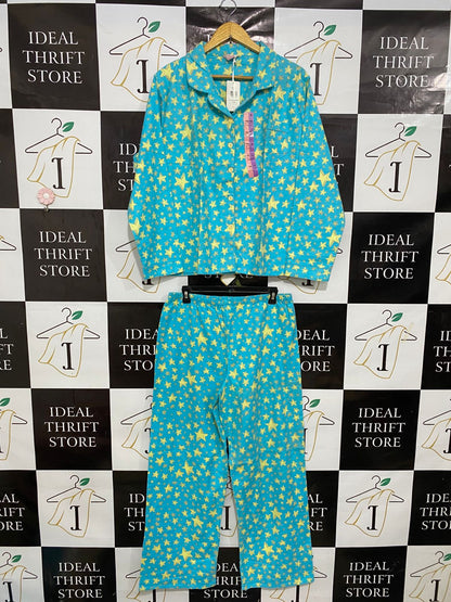 SECRET |L| A28| TURQUOISE BLUE & YELLOW STAR PRINT PAJAMA SET