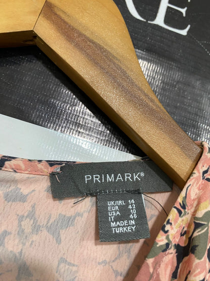 PRIMARK |M| BUST 17| A28| PINK & BROWN VINTAGE FLORAL MIDI / MAXI DRESS
