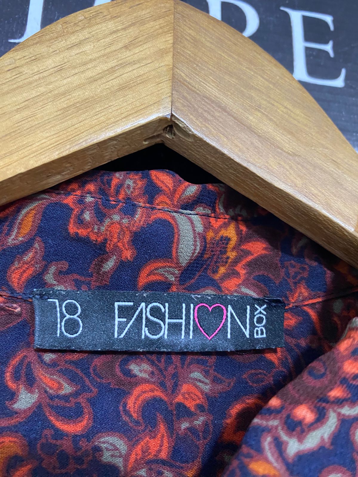 FASHION BOX |XL| BUST 23| A28| ORANGE & NAVY BLUE FLORAL PAISLEY PRINT BUTTON-DOWN SHIRT DRESS