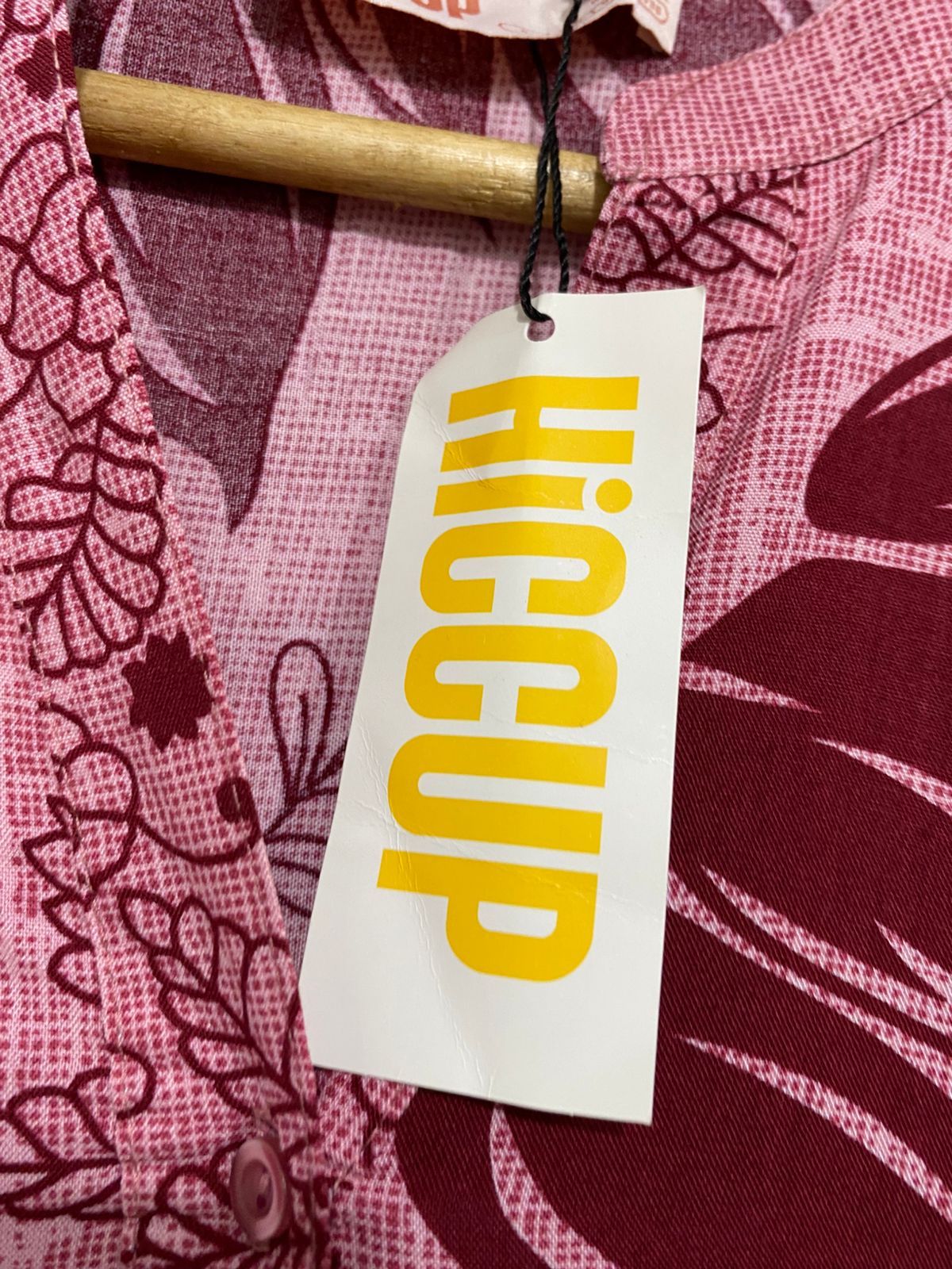 HICCUP |S| BUST FREE| A28| PINK & BURGUNDY LEAF PRINT MAXI DRESS