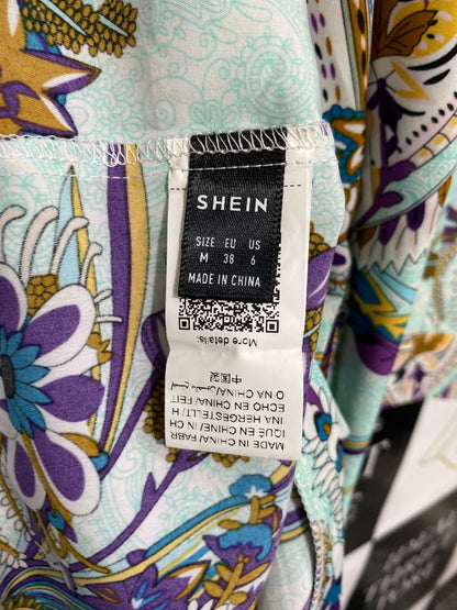 SHEIN |M| BUST 20| A28| MINT GREEN & PURPLE PAISLEY PRINT BUTTON-DOWN SHIRT DRESS