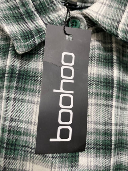 BOOHOO |S| BUST 23| A28| GREEN & WHITE PLAID OVERSIZED BUTTON-DOWN SHIRT / TUNIC