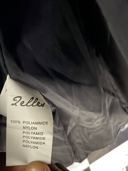 ZELLES |XL| BUST 20| B22| GLOSSY BLACK ASYMMETRIC PUFFER JACKET WITH HOOD & CREST BADGE