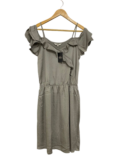 NEXT |S| BUST 16| A29| SAGE GREEN COLD-SHOULDER RUFFLE-TRIM MIDI DRESS