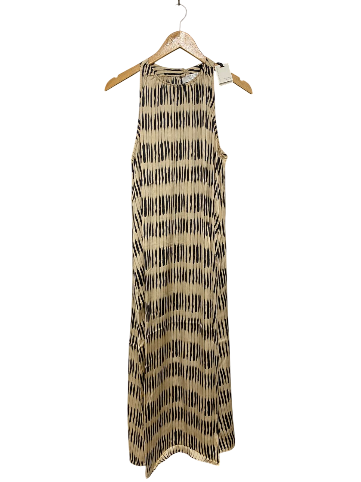 THE PRIMARK EDIT |S| BUST 20| A29|BEIGE & BLACK ABSTRACT STRIPE SLEEVELESS MAXI DRESS