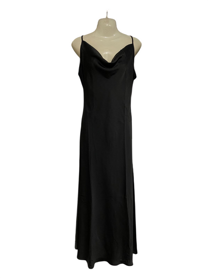 SHEIN |L| BUST 18| A29| BLACK SATIN COWL-NECK SLIP MAXI DRESS