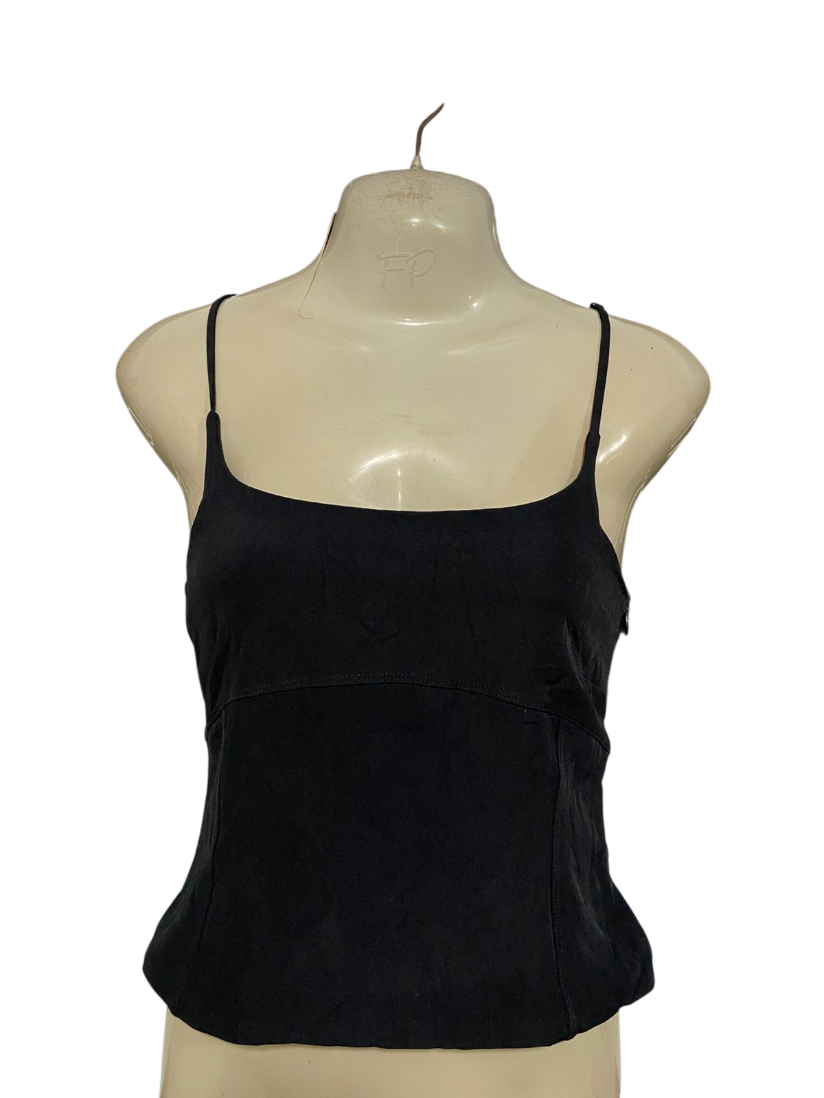 SUPRE |XS| BUST 14| A29| BLACK MINIMALIST SPAGHETTI STRAP CAMISOLE TANK TOP