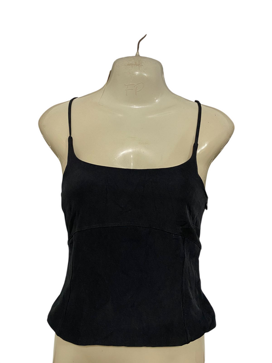 SUPRE |XS| BUST 14| A29| BLACK MINIMALIST SPAGHETTI STRAP CAMISOLE TANK TOP