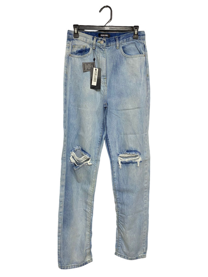 REBELLIOUS |M| WAIST 28| A29| LIGHT-WASH DISTRESSED HIGH-WAISTED STRAIGHT-LEG JEANS