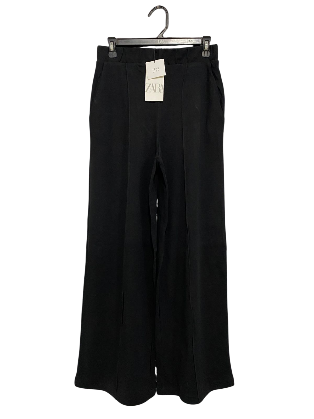 ZARA |S| WAIST 26| A29| BLACK HIGH-WAISTED FRONT-SEAM WIDE-LEG TROUSERS