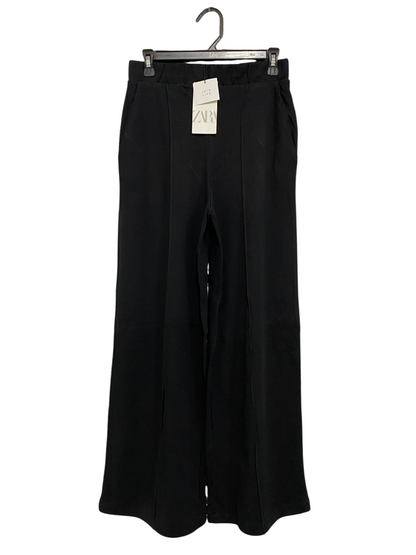 ZARA |S| WAIST 26| A29| BLACK HIGH-WAISTED FRONT-SEAM WIDE-LEG TROUSERS