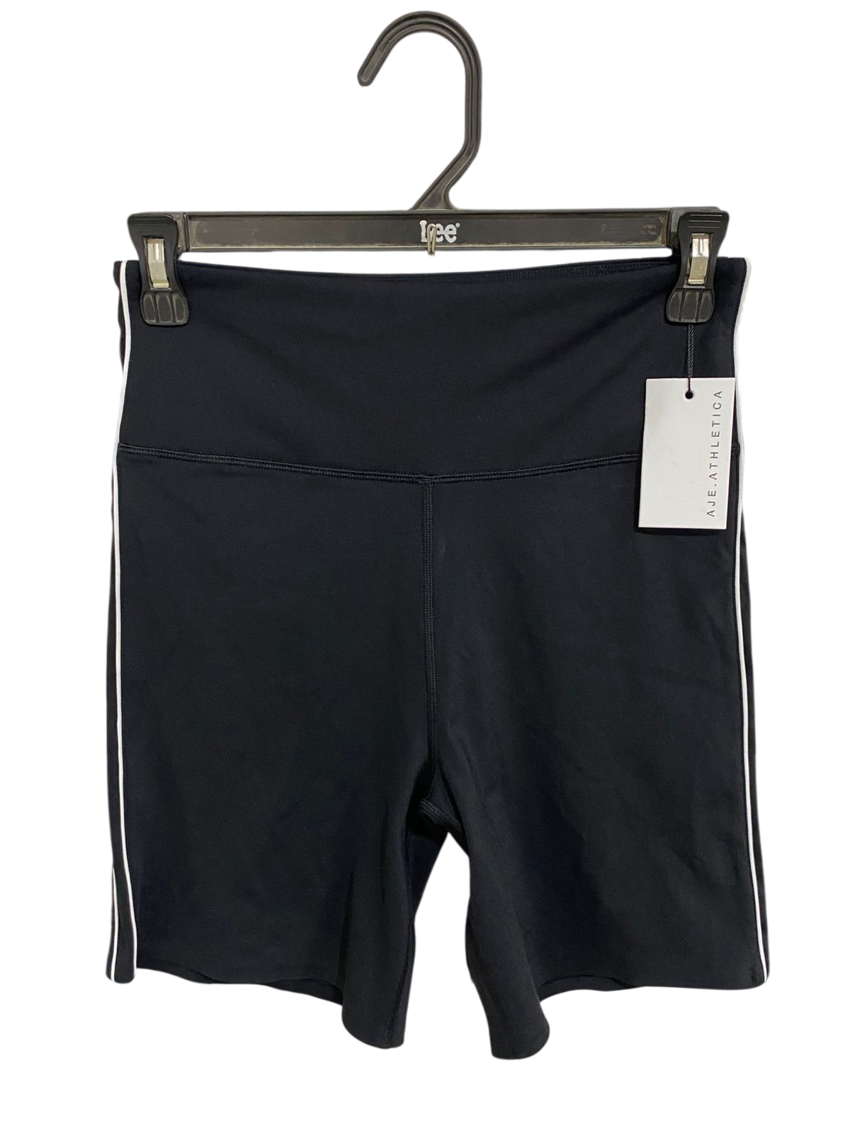 AJE ATHLETICA |XS| WAIST 24| A29| BLACK & WHITE PIPED HIGH-WAISTED BIKER SHORTS