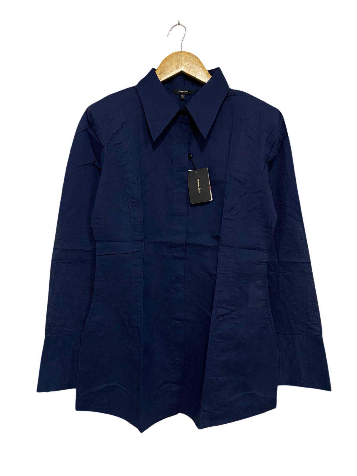 MASSIMO DUTTI |M| BUST 18| A29|  NAVY BLUE TAILORED LONG-SLEEVE SHIRT DRESS