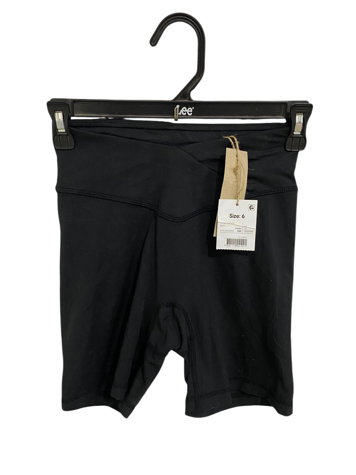 ANKO ACTIVE |S| WAIST 22| A29| BLACK CROSSOVER HIGH-WAISTED ATHLETIC BIKER SHORTS