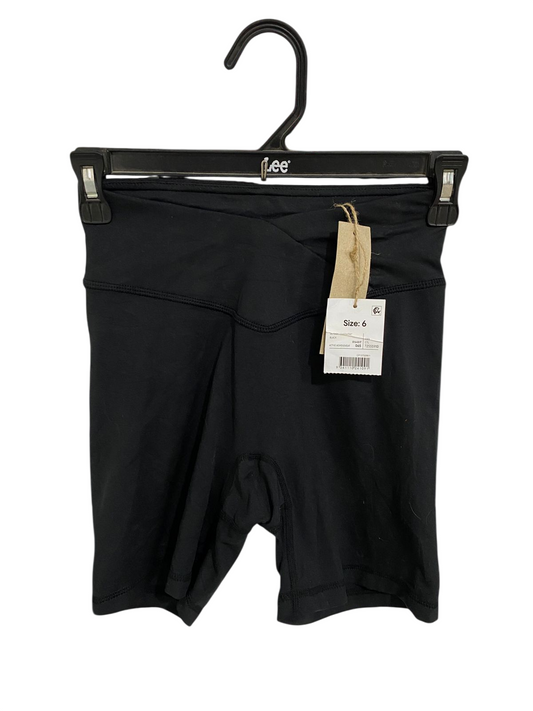 ANKO ACTIVE |S| WAIST 22| A29| BLACK CROSSOVER HIGH-WAISTED ATHLETIC BIKER SHORTS