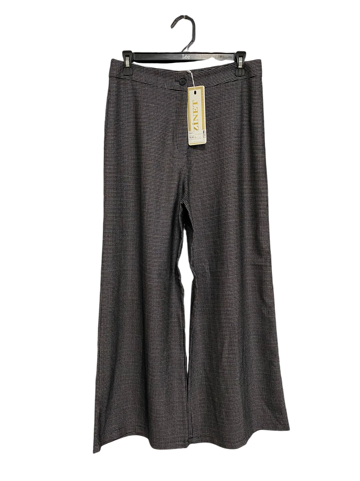 ZINET |L| WAIST 29| A29| BLACK & WHITE HOUNDSTOOTH WIDE-LEG TAILORED TROUSERS