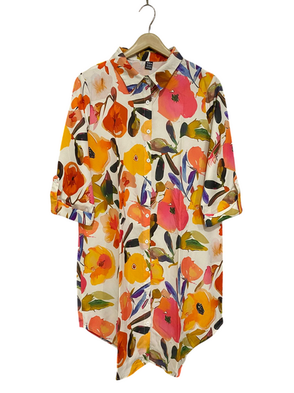 SHEIN |M| BUST 20| A29| MULTICOLOR WATERCOLOR FLORAL PRINT BUTTON-DOWN SHIRT DRESS
