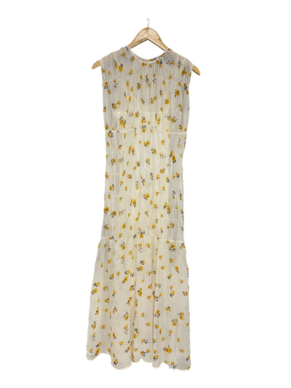 ASOS |S| BUST 17| A30| WHITE & YELLOW FLORAL PRINT SLEEVELESS SMOCKED MIDI DRESS