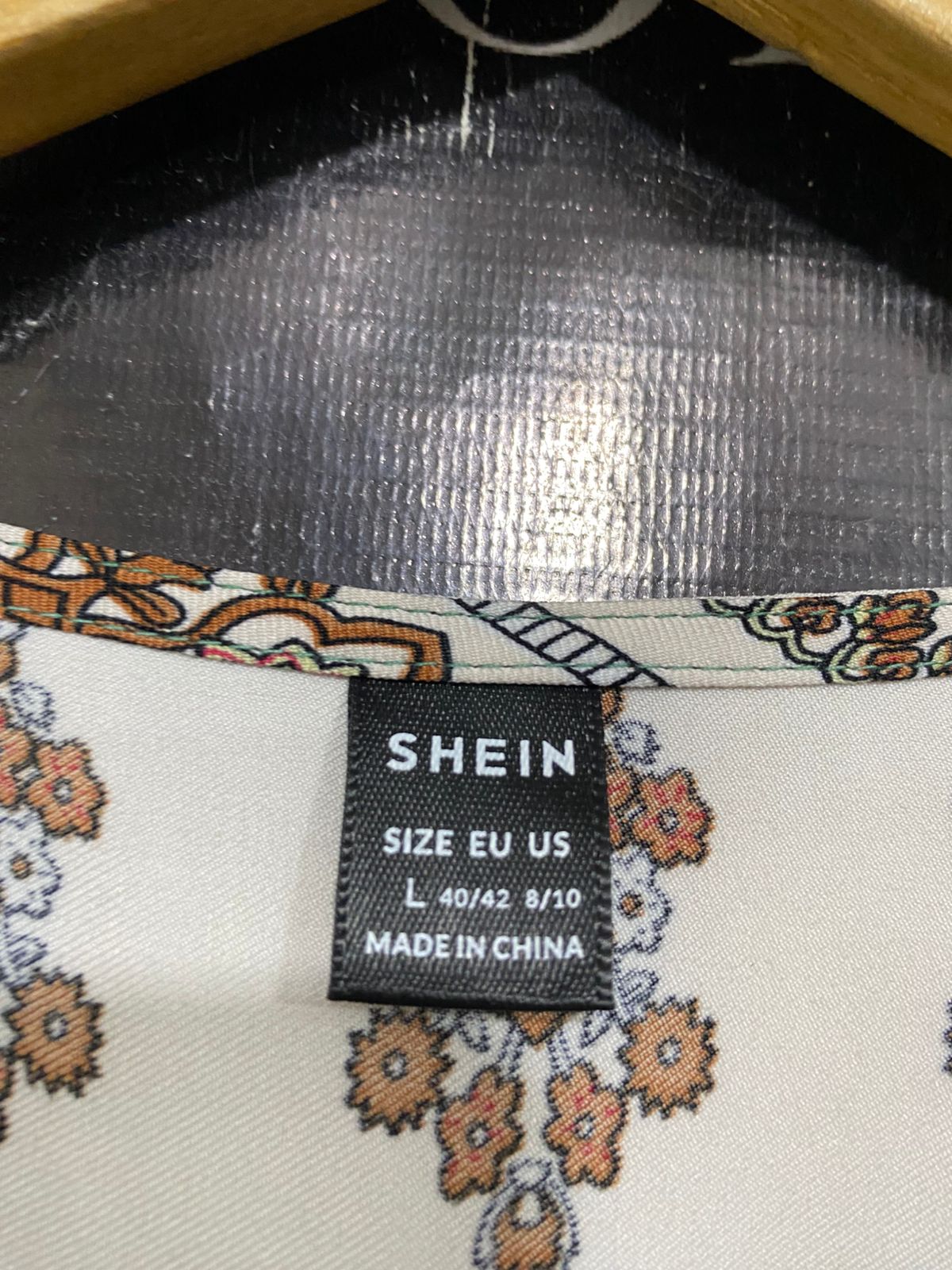 SHEIN |L| BUST 19| A30| GREEN & CREAM BOHEMIAN PRINT LONG-SLEEVE TIE-WAIST MAXI DRESS