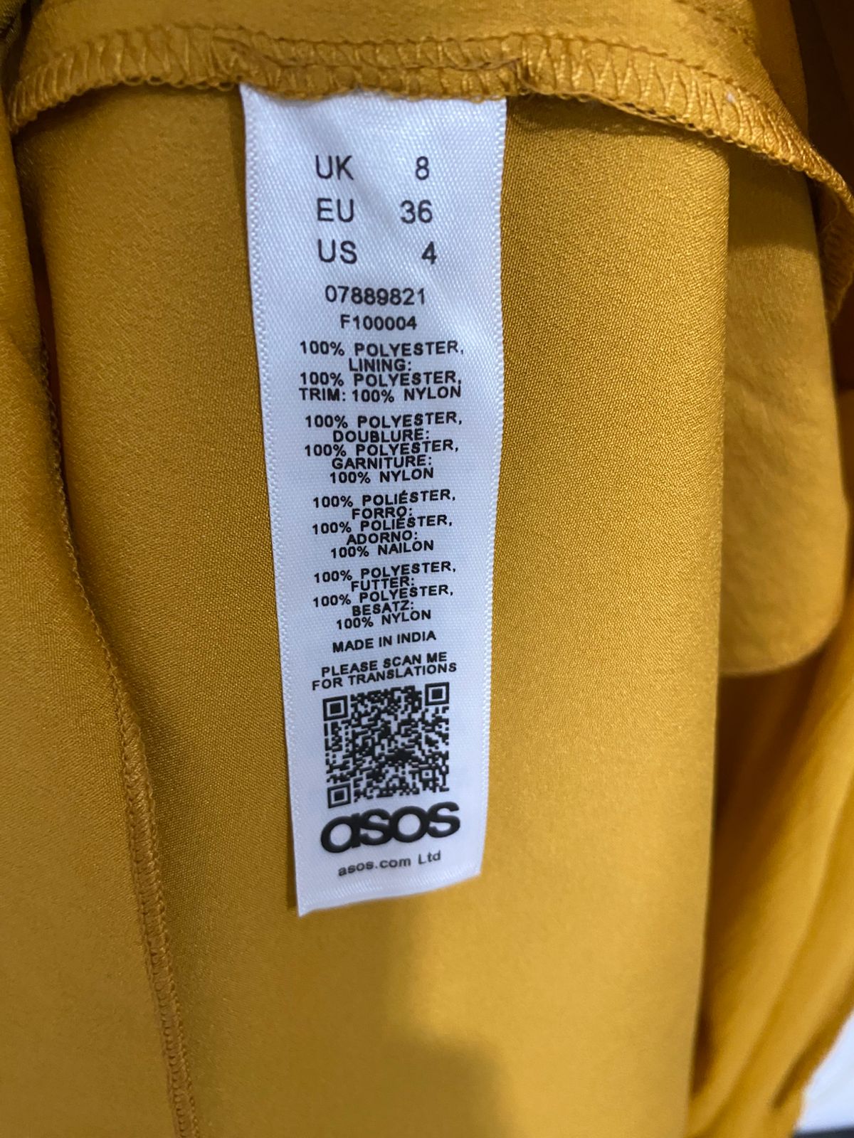 ASOS |S| BUST 15| A30| MUSTARD YELLOW V-NECK LACE-TRIM SLEEVELESS MAXI DRESS
