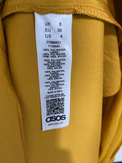 ASOS |S| BUST 15| A30| MUSTARD YELLOW V-NECK LACE-TRIM SLEEVELESS MAXI DRESS