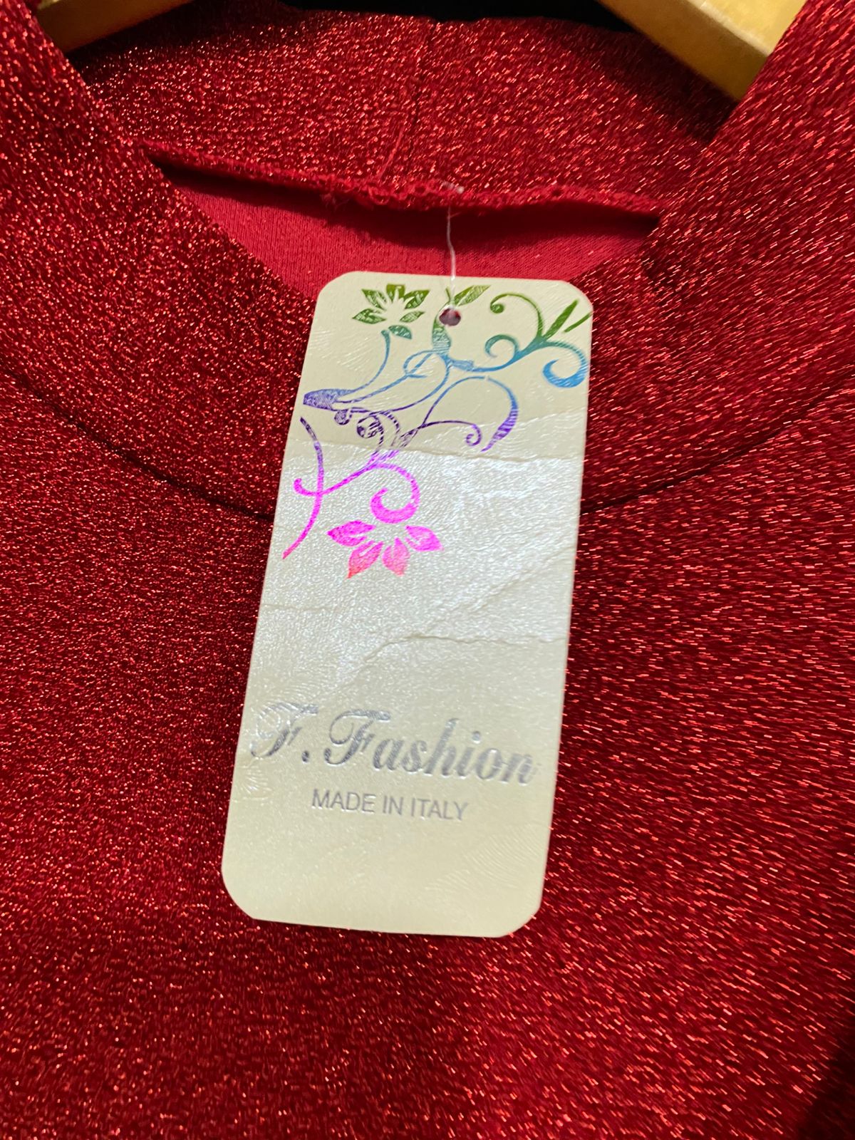 F FASHION |S| BUST 15| A30| SPARKLY RED DRAPED COCKTAIL MINI DRESS WITH MOCK NECK