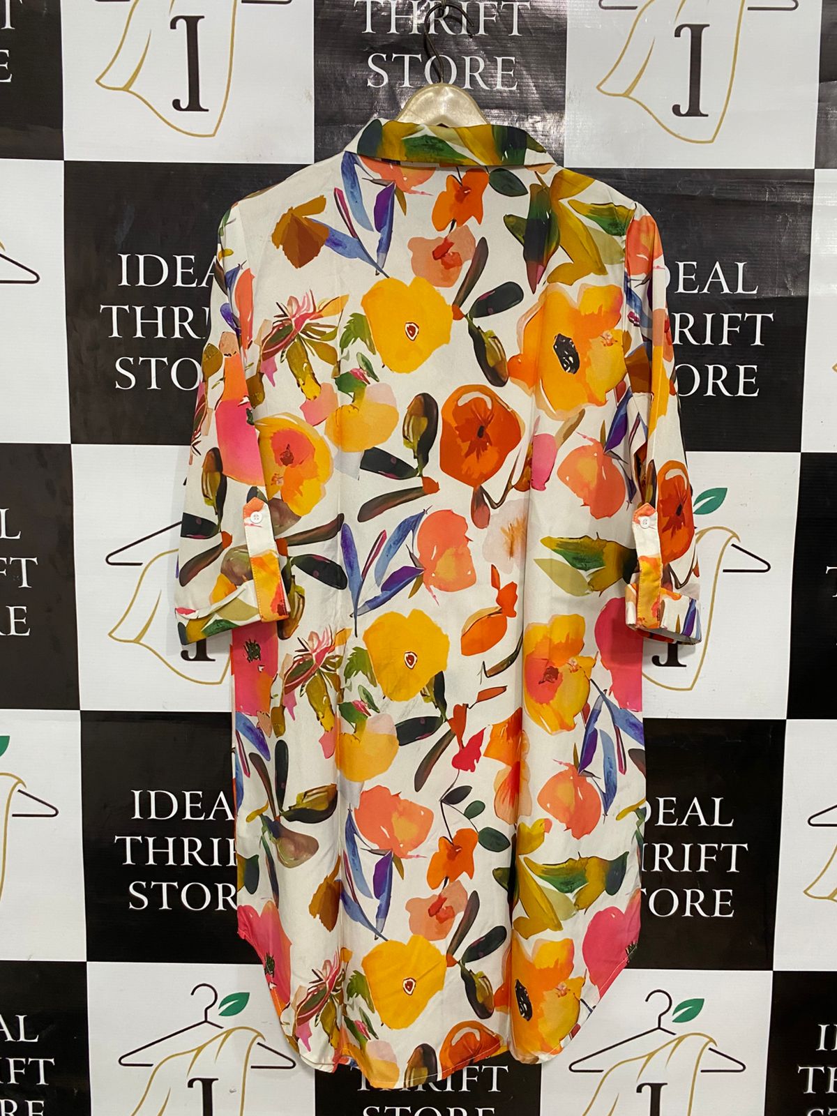 SHEIN |M| BUST 20| A29| MULTICOLOR WATERCOLOR FLORAL PRINT BUTTON-DOWN SHIRT DRESS