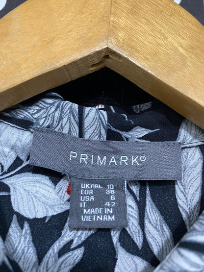 PRIMARK |M| BUST 19| A29| BLACK & WHITE BOTANICAL LEAF PRINT LONG-SLEEVE BUTTON-DOWN SHIRT