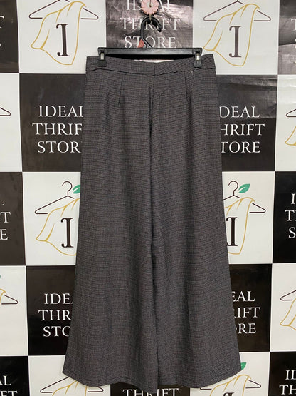 ZINET |L| WAIST 29| A29| BLACK & WHITE HOUNDSTOOTH WIDE-LEG TAILORED TROUSERS