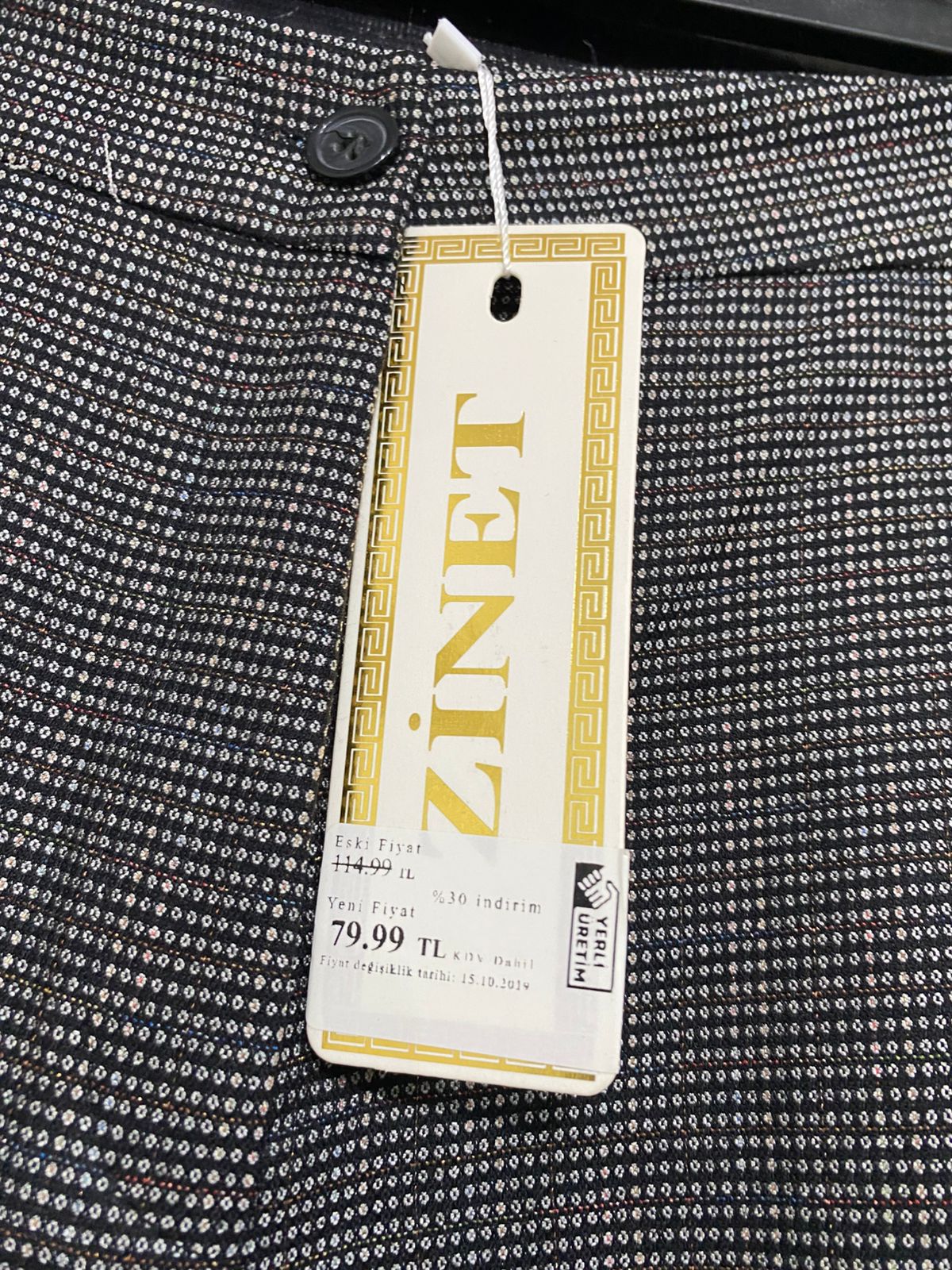 ZINET |L| WAIST 29| A29| BLACK & WHITE HOUNDSTOOTH WIDE-LEG TAILORED TROUSERS