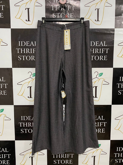 ZINET |L| WAIST 29| A29| BLACK & WHITE HOUNDSTOOTH WIDE-LEG TAILORED TROUSERS