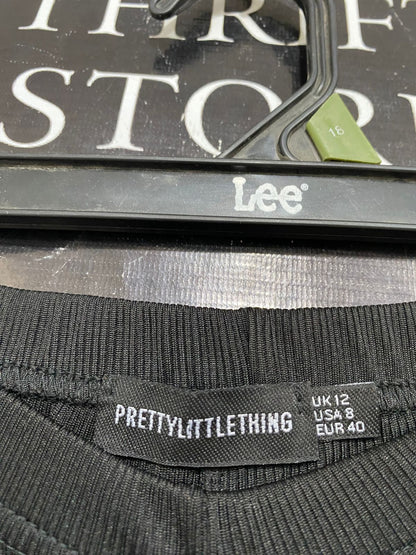 PRETTYLITTLE THING |S| WAIST 26| A29| BLACK RIBBED HIGH-WAISTED FLARE TROUSERS