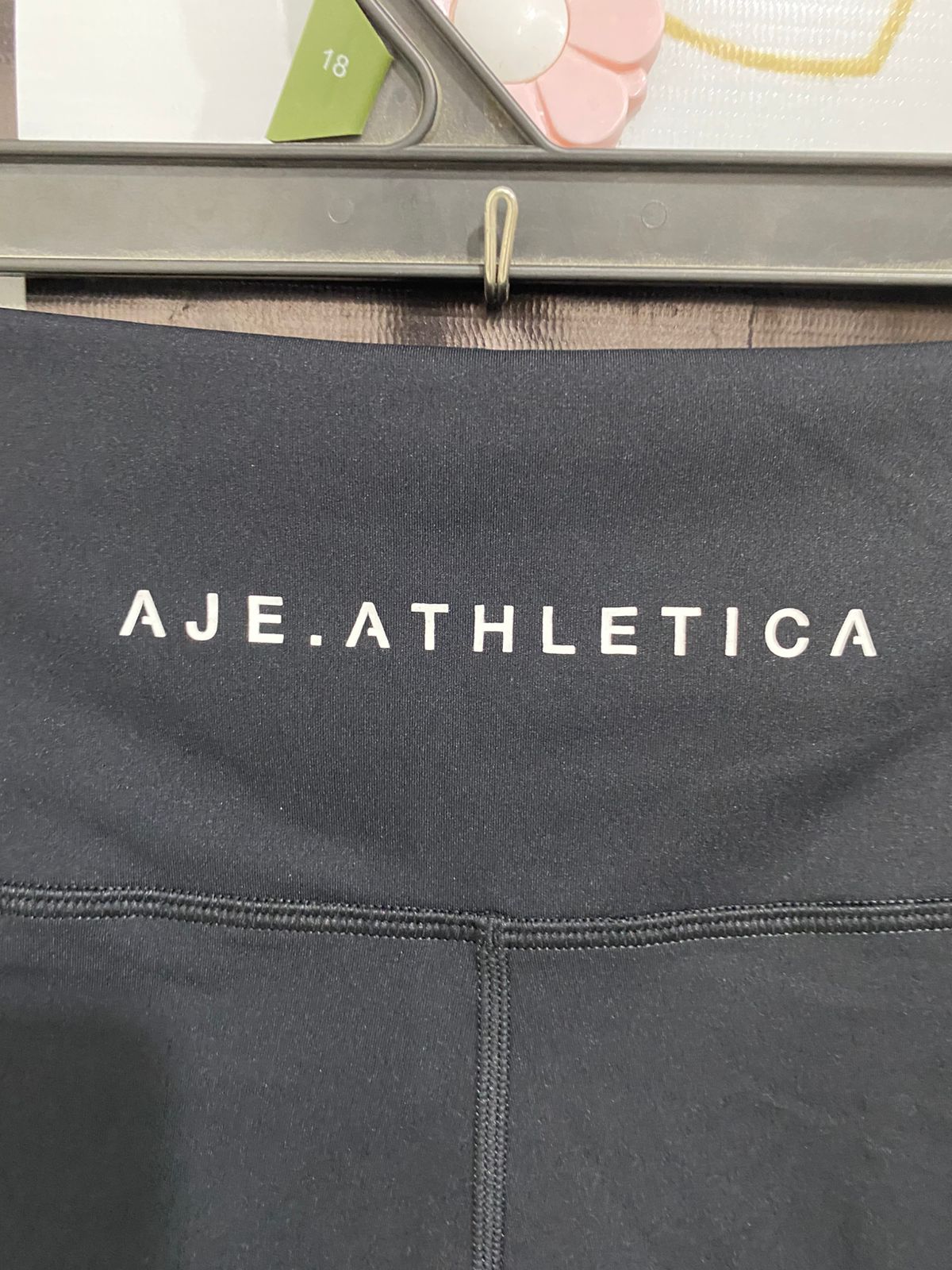 AJE ATHLETICA |XS| WAIST 24| A29| BLACK & WHITE PIPED HIGH-WAISTED BIKER SHORTS