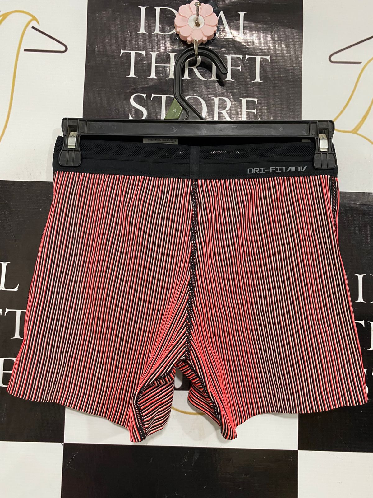 NIKE |XS| WAIST 24| A29| BLACK, RED & WHITE STRIPED ATHLETIC BIKER SHORTS