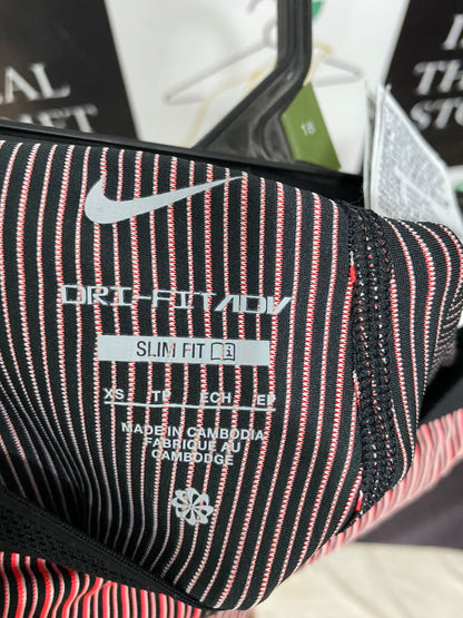 NIKE |XS| WAIST 24| A29| BLACK, RED & WHITE STRIPED ATHLETIC BIKER SHORTS