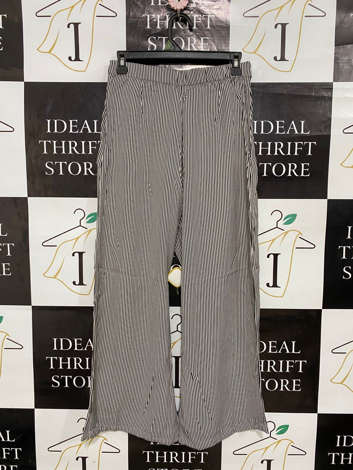 H&M |S| WAIST 28| A29| BLACK & WHITE VERTICAL STRIPED WIDE-LEG PALAZZO TROUSERS
