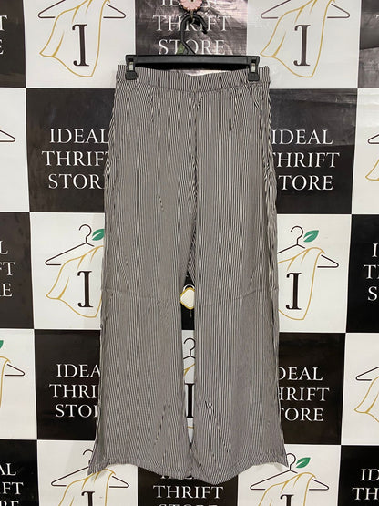 H&M |S| WAIST 28| A29| BLACK & WHITE VERTICAL STRIPED WIDE-LEG PALAZZO TROUSERS