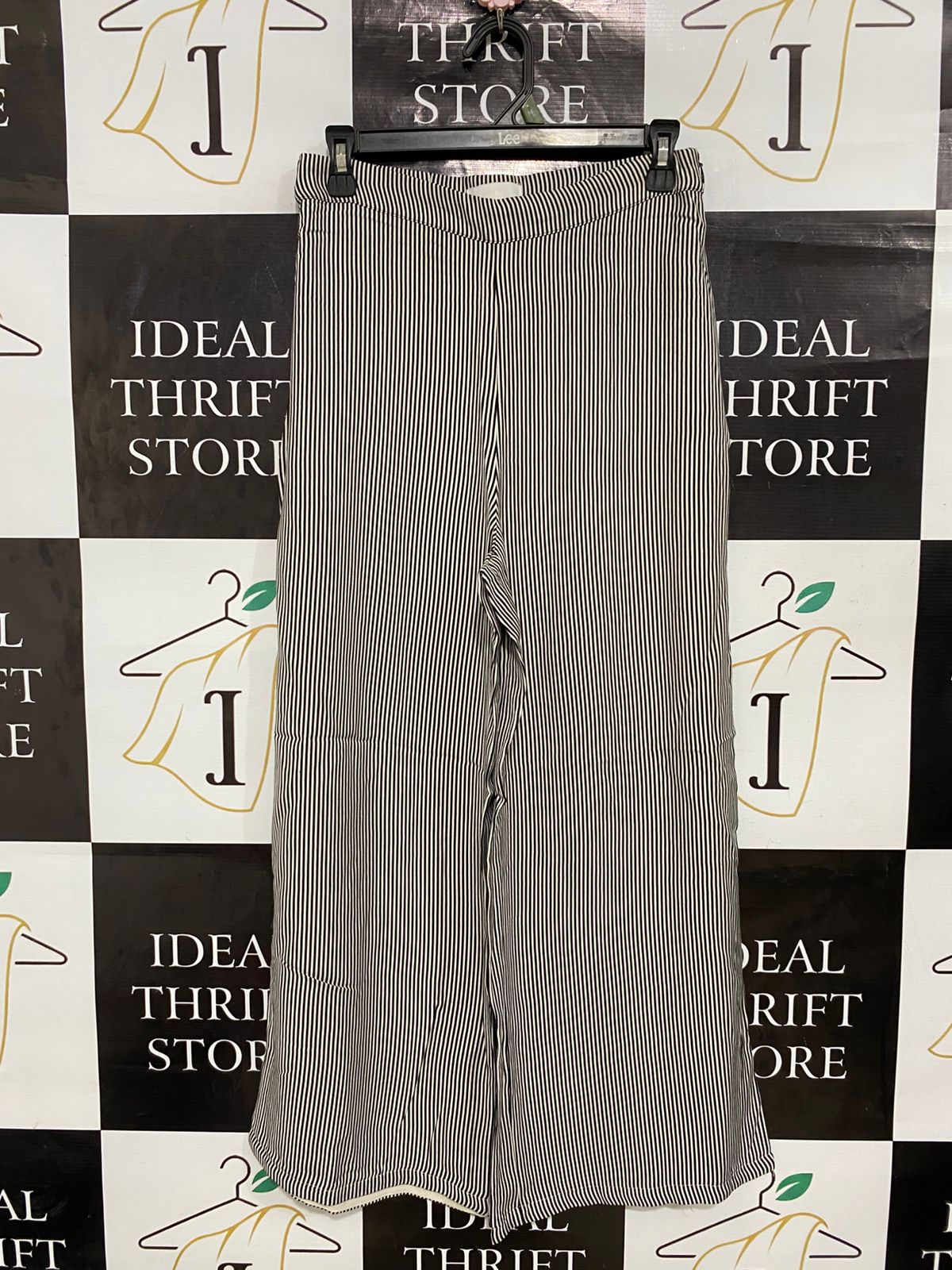 H&M |S| WAIST 28| A29| BLACK & WHITE VERTICAL STRIPED WIDE-LEG PALAZZO TROUSERS