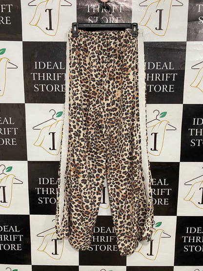 |M| WAIST 28| A29| LEOPARD ANIMAL PRINT WIDE-LEG LOUNGE PANTS