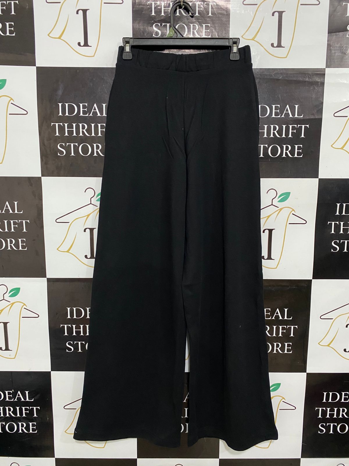 ZARA |S| WAIST 26| A29| BLACK HIGH-WAISTED FRONT-SEAM WIDE-LEG TROUSERS