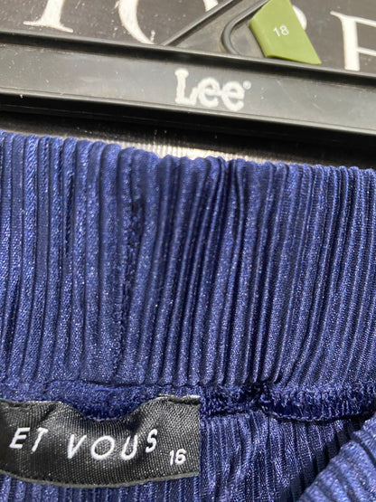 ET VOUS |L| WAIST 32| A29| NAVY BLUE PLEATED WIDE-LEG LOUNGE PALAZZO PANTS