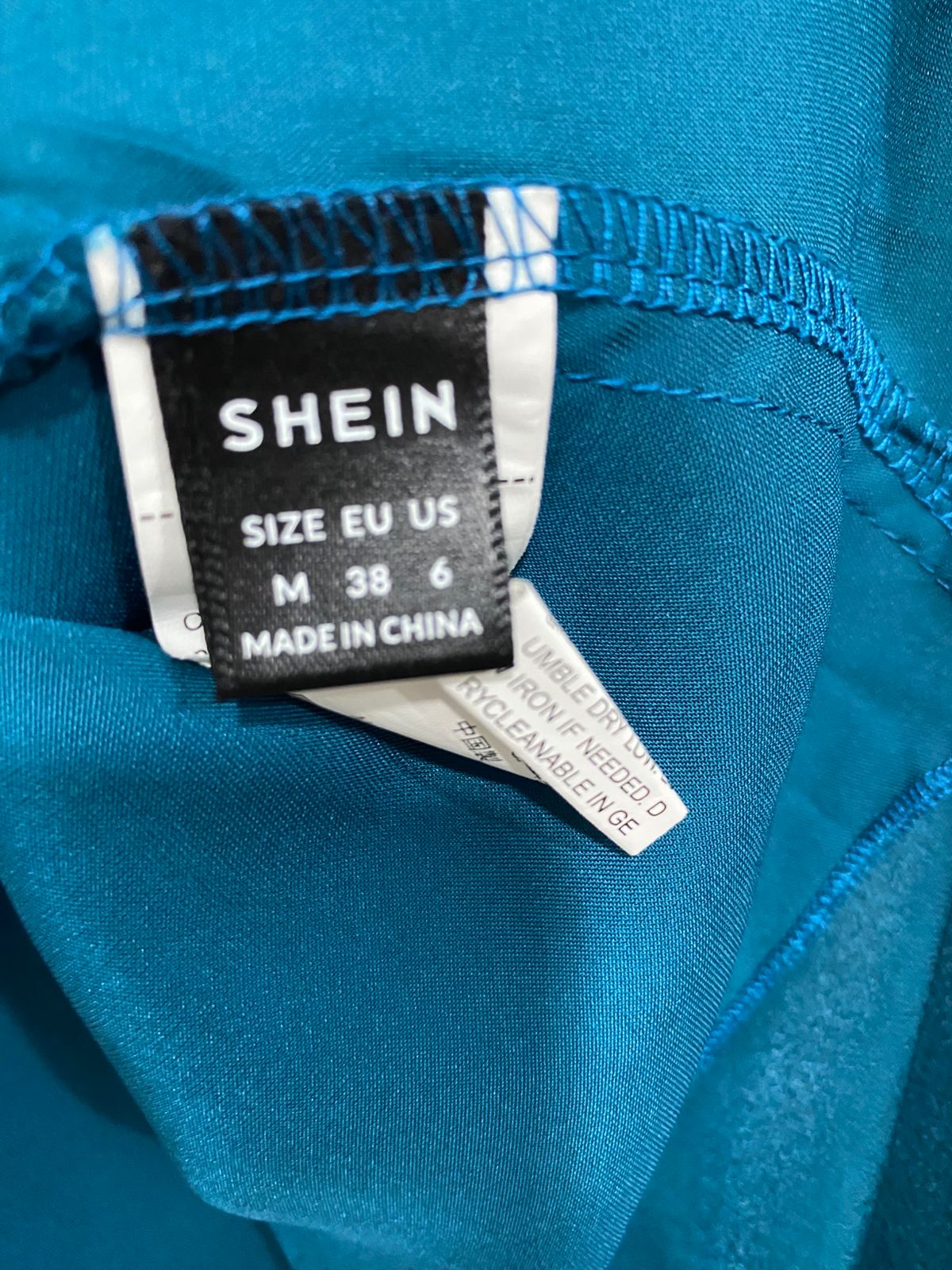 SHEIN |M| BUST 16| A29| TEAL SATIN KNOT-FRONT LONG-SLEEVE BLOUSE