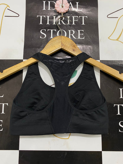 NIKE |XS| BUST 11| A29| BLACK & WHITE SWOOSH ATHLETIC RACERBACK SPORTS BRA