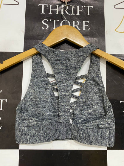 PINK |XS| BUST 11| A29| VICTORIA'S SECRET GREY MARLED LACE-UP STRAPPY SPORTS BRA