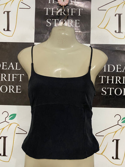 SUPRE |XS| BUST 14| A29| BLACK MINIMALIST SPAGHETTI STRAP CAMISOLE TANK TOP