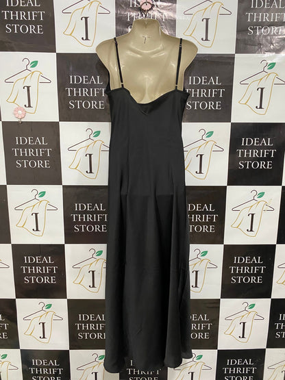 SHEIN |L| BUST 18| A29| BLACK SATIN COWL-NECK SLIP MAXI DRESS
