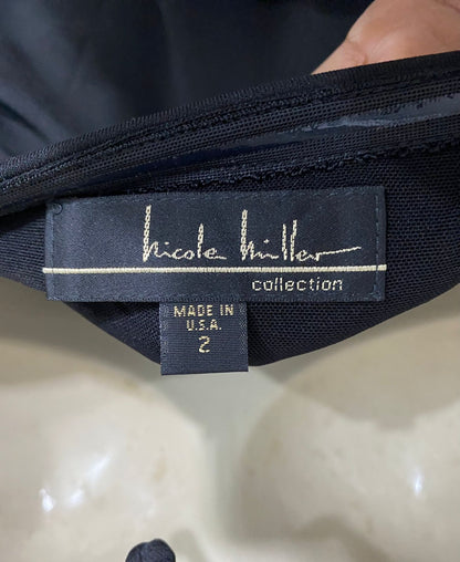 HICOLE HILLER |XS| BUST 13| A29| BLACK HALTER COWL-NECK RUCHED SIDE-SLIT MAXI DRESS