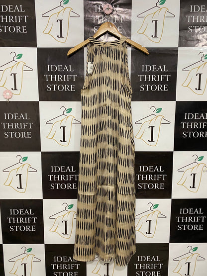 THE PRIMARK EDIT |S| BUST 20| A29|BEIGE & BLACK ABSTRACT STRIPE SLEEVELESS MAXI DRESS