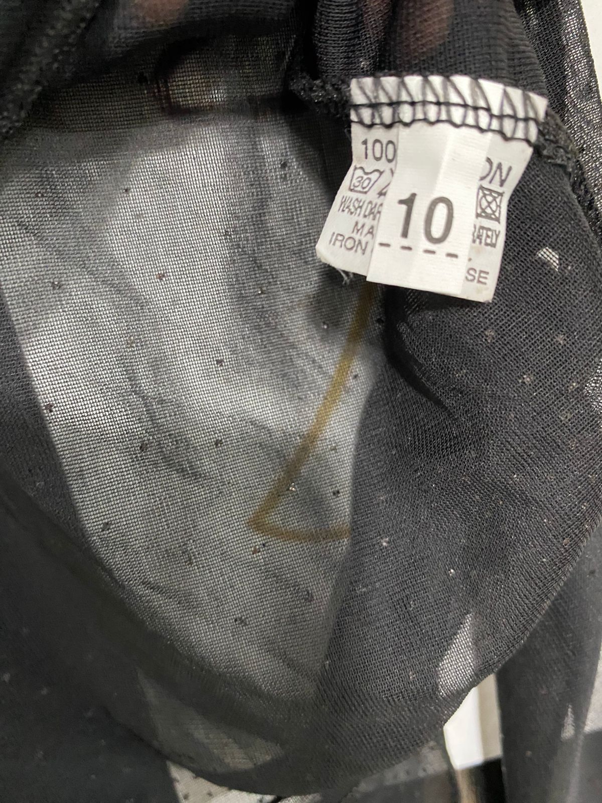 PARAQON |S| BUST 14| A29| BLACK SHEER GLITTER MESH ASYMMETRIC TIE-SIDE TOP